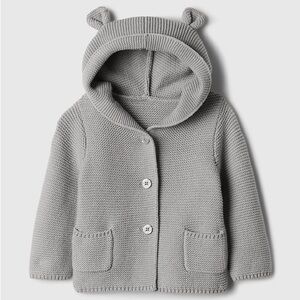 Gap Light Gray Hooded Cotton Knit Cardigan